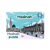 Medina puzzel met kleurrijk moskee en minaret ontwerp op karton, 96 stukjes